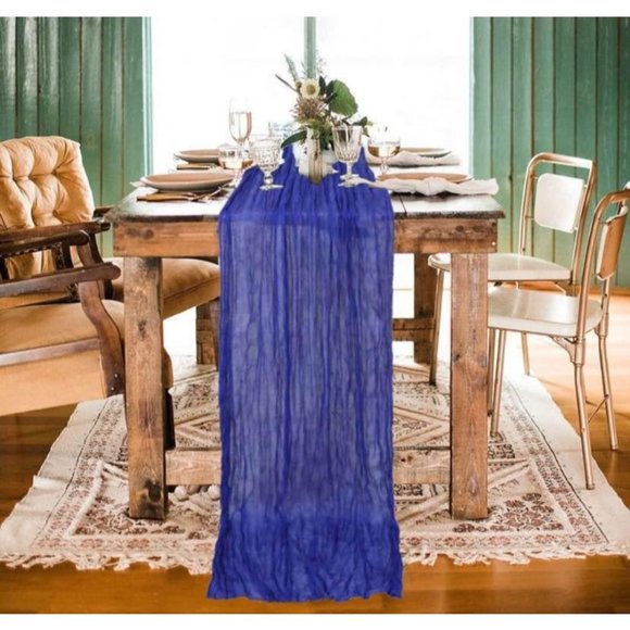 Royal Blue Cheesecloth Table Runner 13.3ft Boho Gauze Wedding Tablecloth Decor - Picture 1 of 4